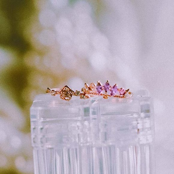 Rose Gold Vermeil Purple Tiara Crown Ring for her - Picture 10 of 10